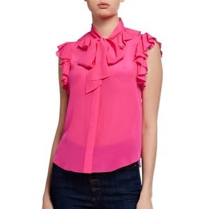 Alice + Olivia Robbie Ruffled Wild Pink Blouse XS NWT